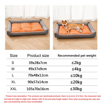 Four Season Square Dog Bed for Large Dog Mattress Bite-resistant Cat Bed Soft Thickened Dog Bed Waterproof Sofa Pet House
