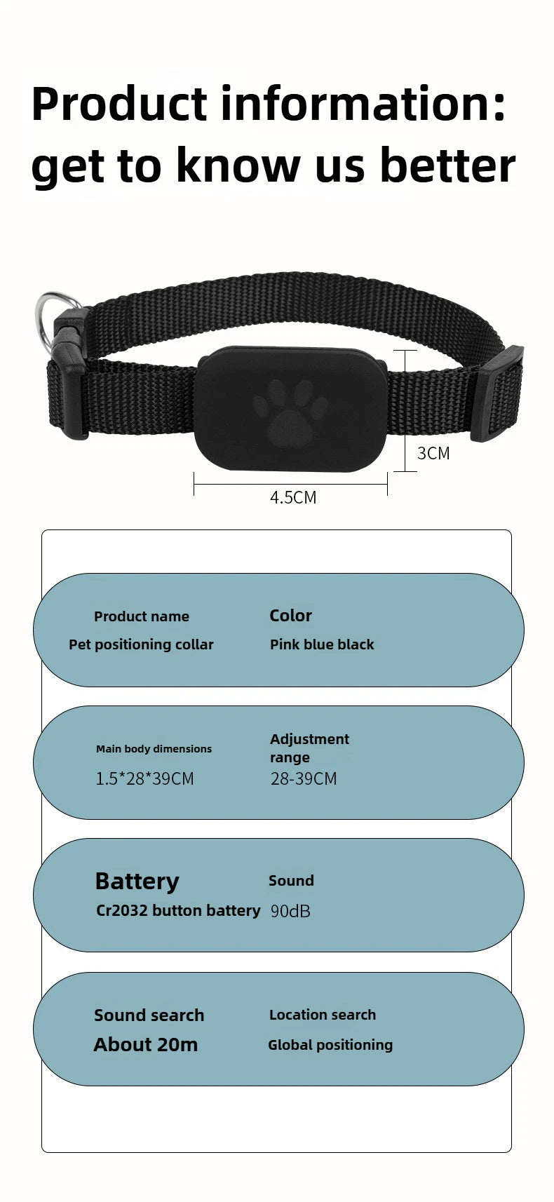 Remote Pet GPS Tracker Waterproof Real-Time Tracking Movement Alert Collar Anti-Lost Dog Cat Global Locator for Apple Find APP