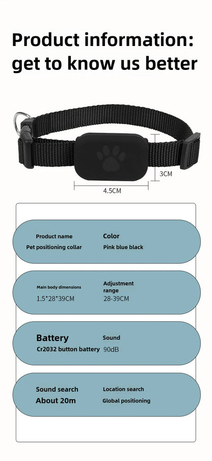 Remote Pet GPS Tracker Waterproof Real-Time Tracking Movement Alert Collar Anti-Lost Dog Cat Global Locator for Apple Find APP