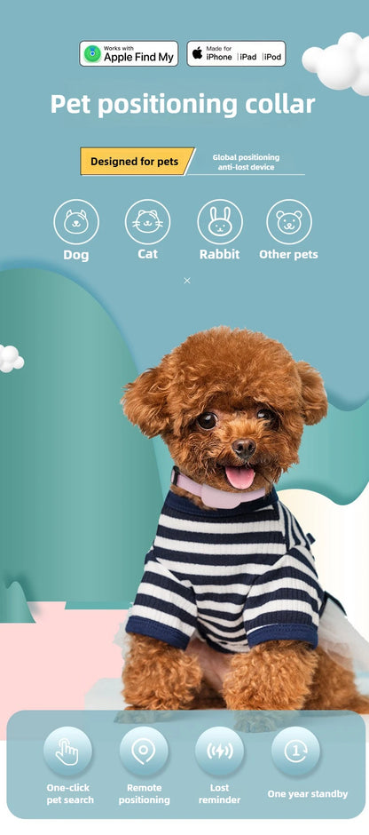 Remote Pet GPS Tracker Waterproof Real-Time Tracking Movement Alert Collar Anti-Lost Dog Cat Global Locator for Apple Find APP