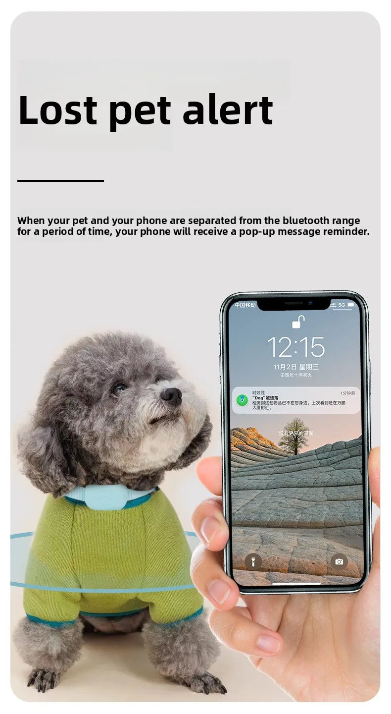 Remote Pet GPS Tracker Waterproof Real-Time Tracking Movement Alert Collar Anti-Lost Dog Cat Global Locator for Apple Find APP