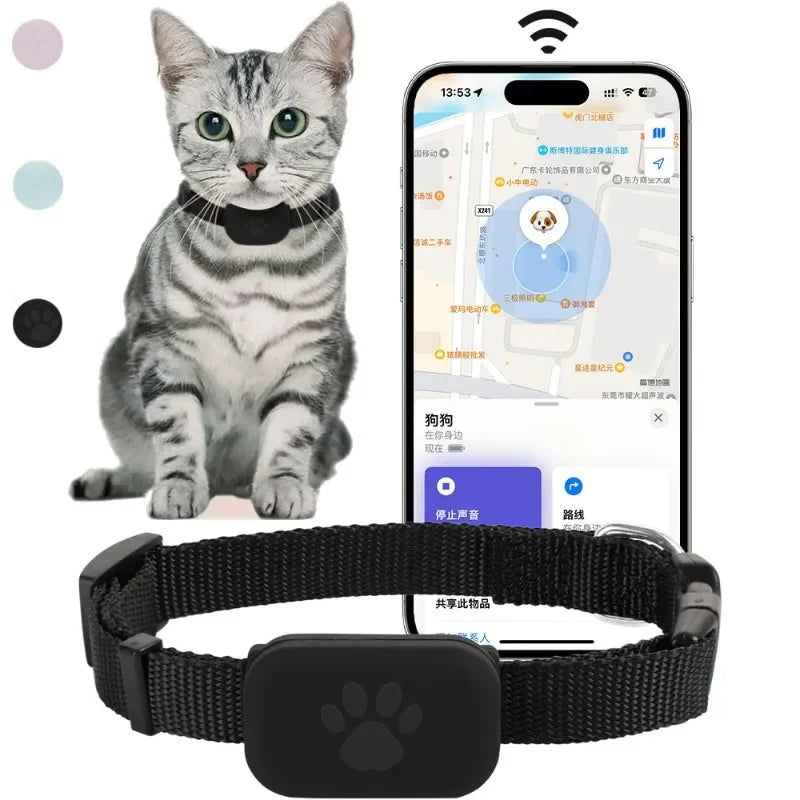 Remote Pet GPS Tracker Waterproof Real-Time Tracking Movement Alert Collar Anti-Lost Dog Cat Global Locator for Apple Find APP