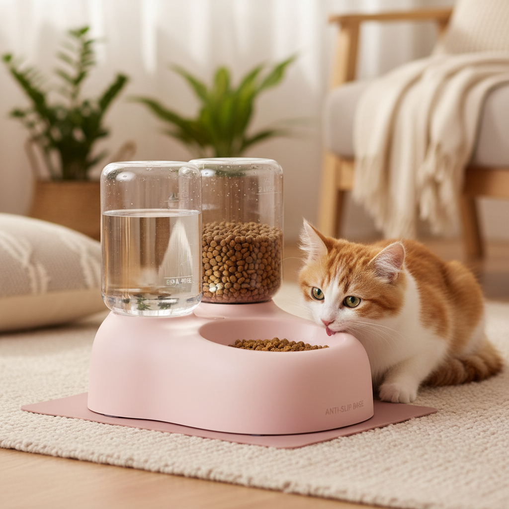 Comedero Automático 2 en 1 AuraPet Rosa - Nutrición Exacta